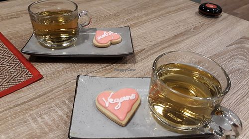 Free cookie and tea for Valentine's at The Vegano Bistro in Chiang Mai