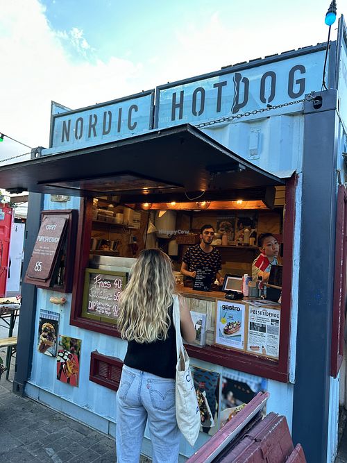 The hot dog stand!  at Nordic Hotdog in Copenhagen