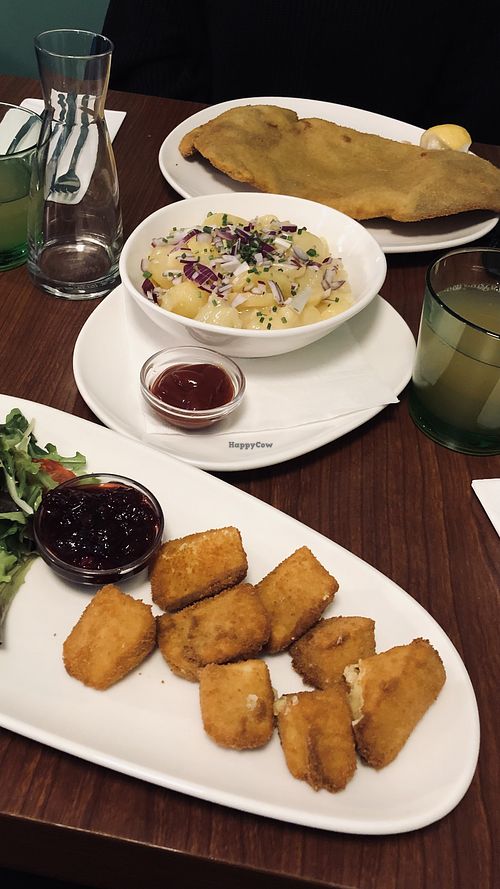 Schnitzel mit Kartoffelsalat und gebackener Käse  at Velani in Vienna