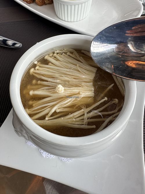 Miso soup- delicious! Tofu is under the enoki  at The Club in Provincetown
