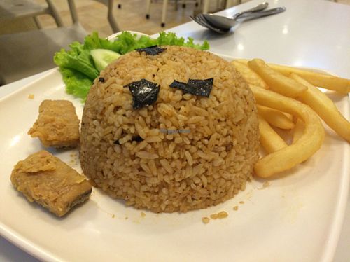 seaweed fried rice  at Loving Hut in Surabaya
