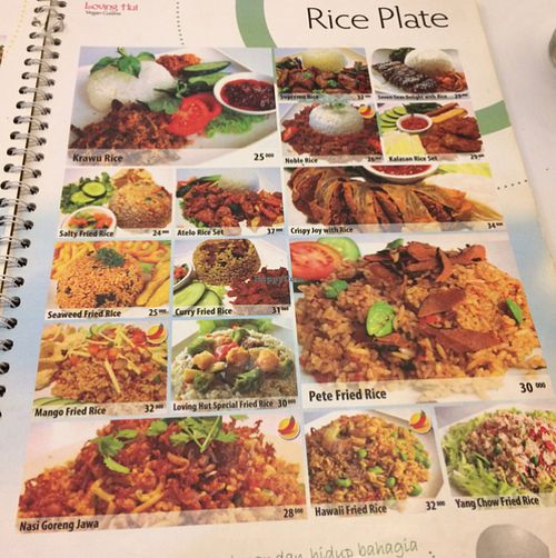 menu  at Loving Hut in Surabaya