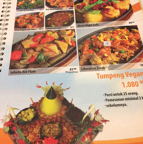 menu at Loving Hut in Surabaya