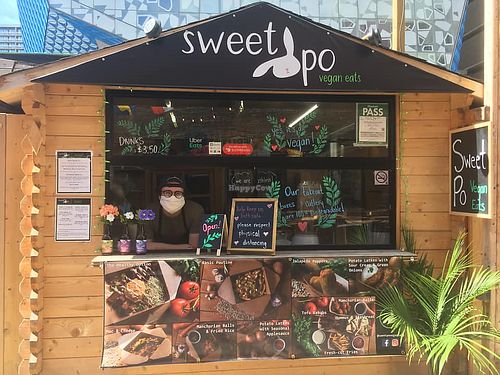 Outside at Sweet Po Vegan Eats in Toronto