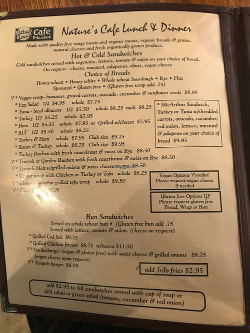 Menu 3rd at Nature's Corner Cafe and Market in Florence