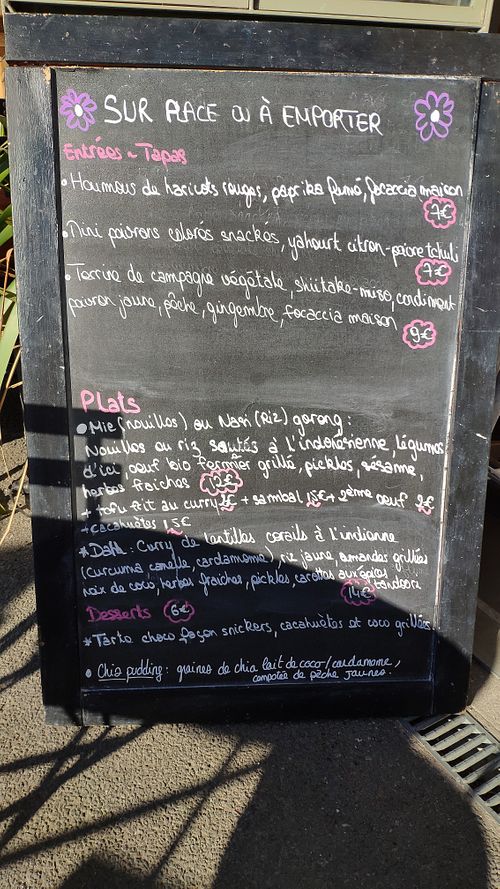 Menu of the week at Matahari Boui-boui in Ile-de-re
