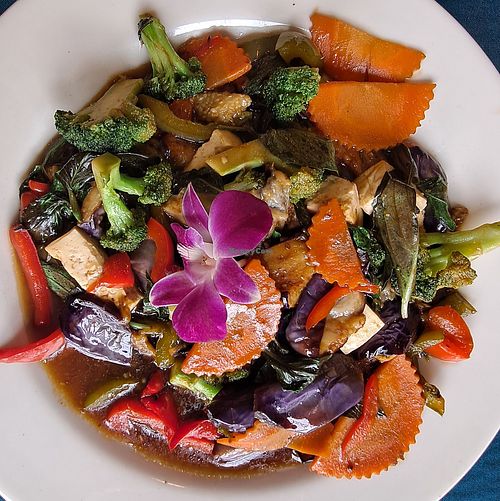 Eggplant w/Basil and Tofu at Aroy Thai Gardens in Middletown