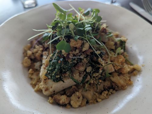 Tofu-spinach-crumbled cornbread at Botellini in Caldas Da Rainha