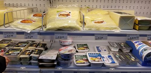 Cheese section at iVegan in Rome
