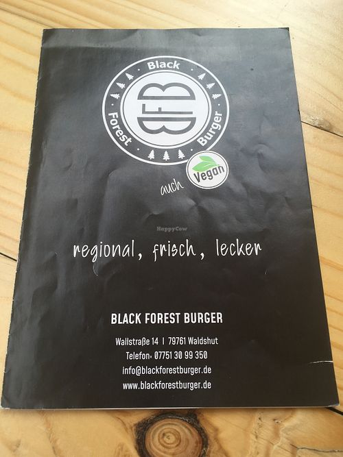 Menu at Black Forest Burger in Waldshut-tiengen