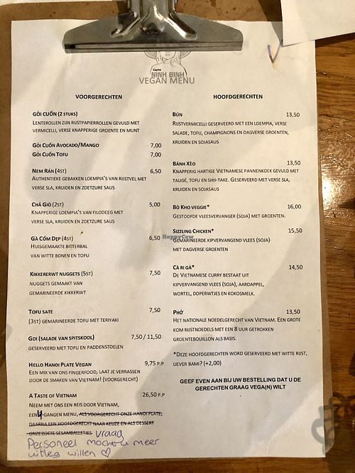 Vegan menu at Ninh Binh in Hilversum