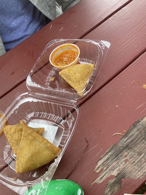 Vegan samosas  at Green Goddess Market & The Scape Cafe in Lake Placid