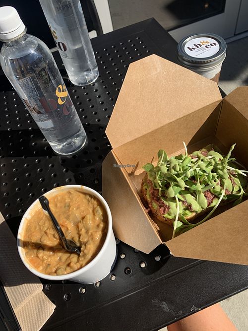 Bruschetta toast and Thai lentil soup  at kb&co in Calgary