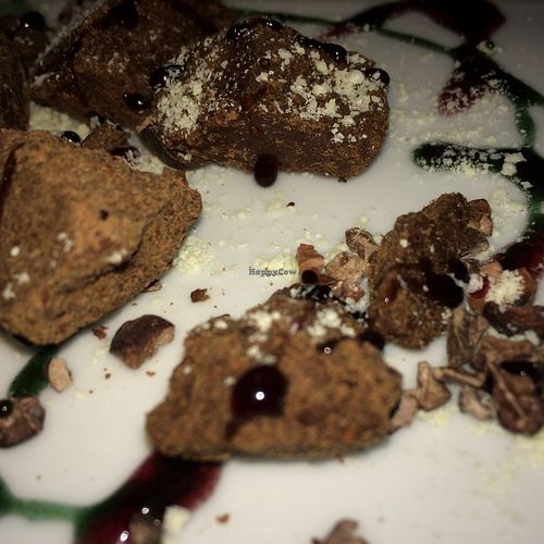 A close up of one of the best vegan desserts I've ever had.  at Sol Semilla in Paris