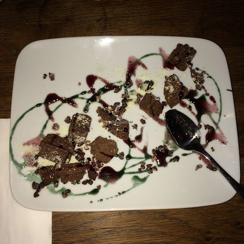 The full view of a great chocolate dessert indeed! at Sol Semilla in Paris