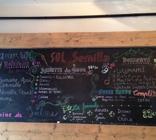 Daily menu  at Sol Semilla in Paris