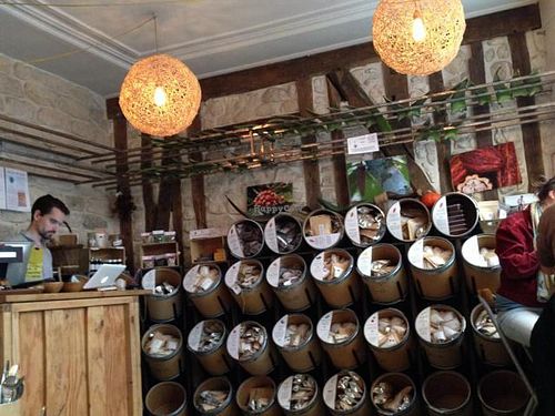 Inside the restaurant and store  at Sol Semilla in Paris