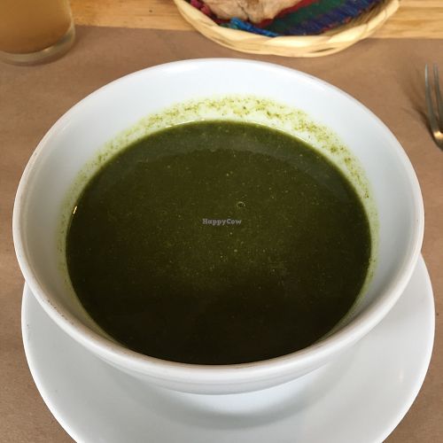 Spinach soup at Arbol de la Vida in Guatemala City