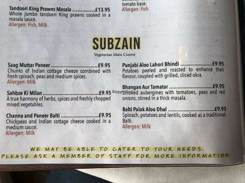 Veggie menu not great at Maazi in Matlock