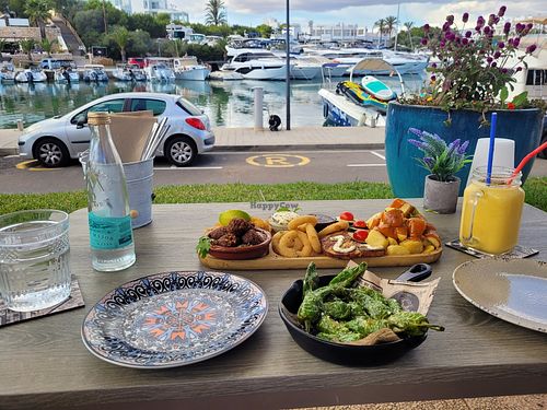 Tapas Plate with a view at Boat House Bar in Mallorca
