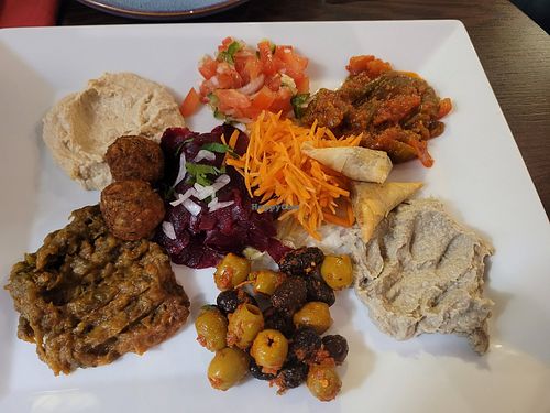 Vegan appetizer plate at Sahara in Basel