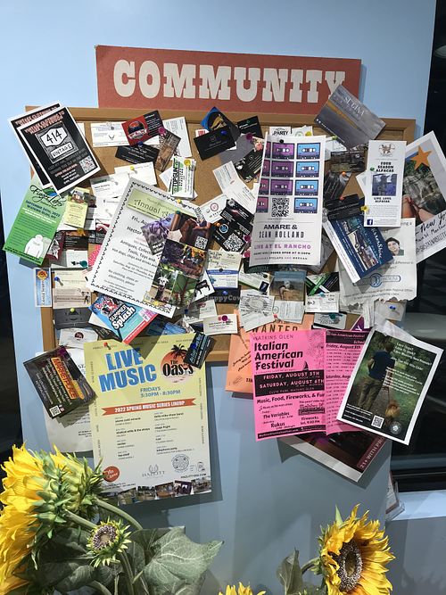 community bulletin board👍  at Ben & Jerry's  in Watkins Glen