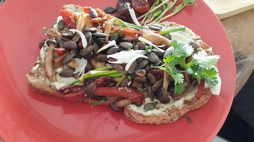 Vegan veggies toast at Buddha Cafe in Koh Phangan