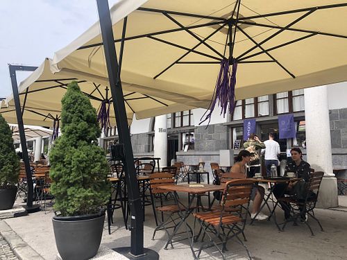 outside seating area at Kucha: Arkade in Ljubljana