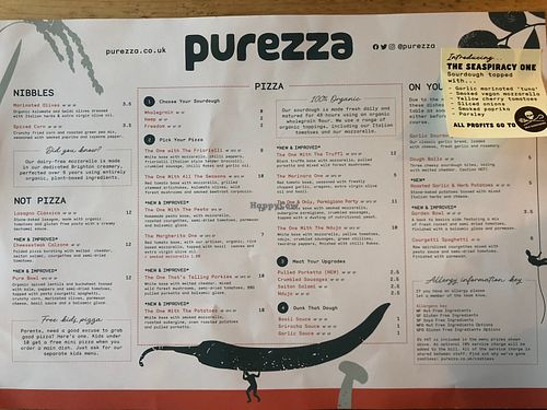 Menu June 2021 at Purezza in Hove