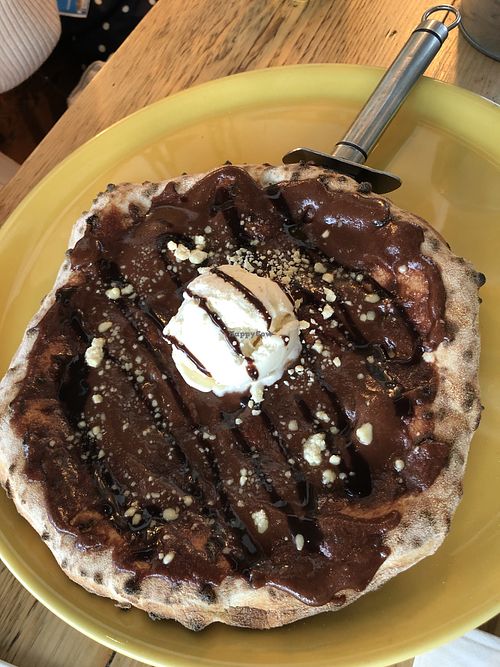 Chocolate pizza pudding  at Purezza in Hove