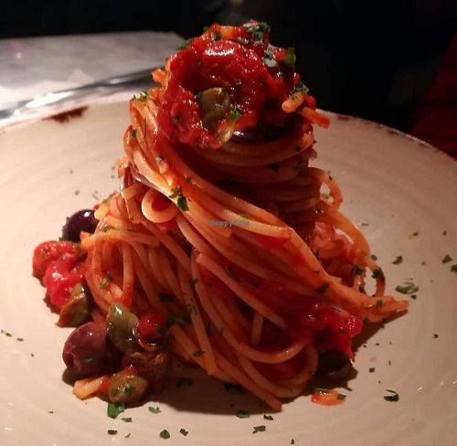 Vegan Puttanesca at Nina Pasta Bar in Madrid