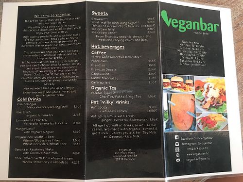 English menu (2of2) at Veganbar in Bremen