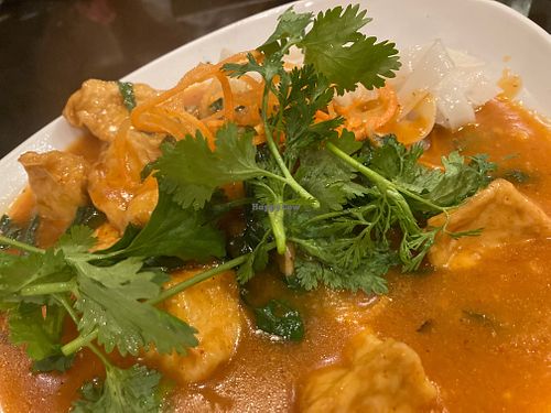 Tofu with thick rice noodles at Lucky Corner Vietnamese in Frederick