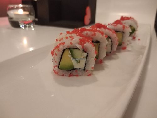 Vegan California (6.00€) - This tasted a bit dry to me, perhaps needed some vegan cream cheese in it to make it softer and more juicy. at Sushi La Bar in Nicosia