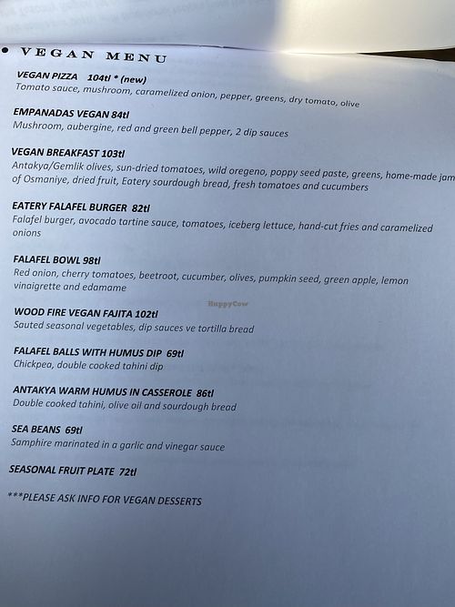 Vegan menu (other menu items can be made vegan as well)    at GOGO in Fethiye