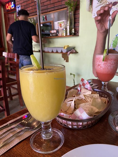 Mango and strawberry juices at BaoVegan in Cancun