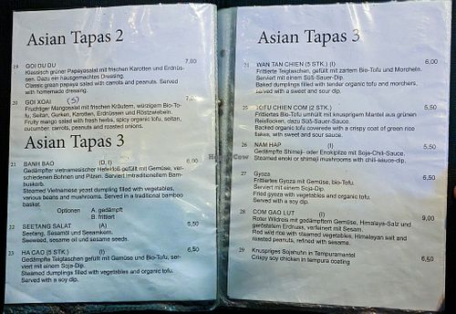 Menu pages at Comcha Vegan at Comcha Vegan in Berlin