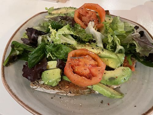 Tomato avocado toast. It was super good and it seems they make their own bread  at Siduri in Mallorca