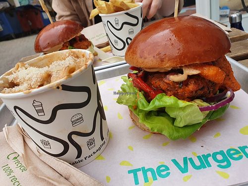 Peri Peri burger - July special. Red pesto Mac and Cheese at The Vurger Co in Brighton