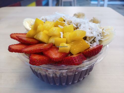 Acai base with vegan vanilla  protein and aloha toppings at Juice Tap in Jacksonville