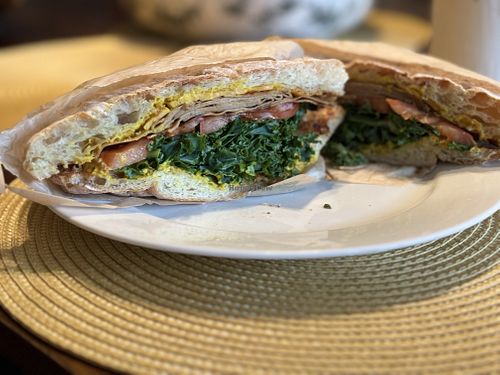 Turkey sriracha sandwich (no sriracha, no onions, with mustard )  at Little Barn Coffee House in Los Angeles