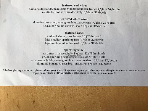 Veg request disclaimer at Paul and Elizabeth's in Northampton