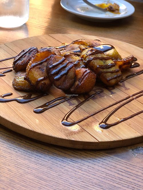 - Fried Plantains with Guava Balsamic Reduction 

Delicious!  at Embermill in Santa Barbara