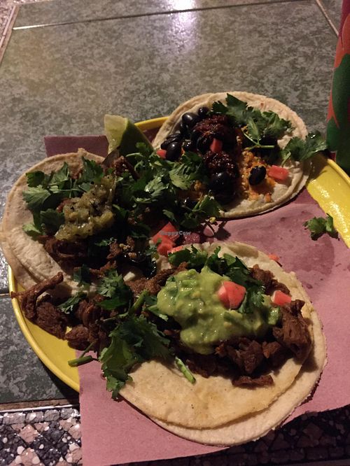 Veggie barbacoa and zucchini with tofu. at Gopals - Vegetariano's in Cancun