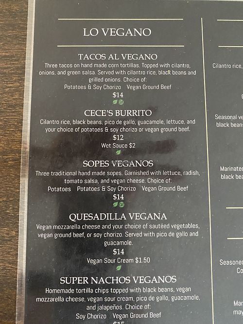 Great vegan selections  at Maria's Mexican Restaurant in South Lake Tahoe