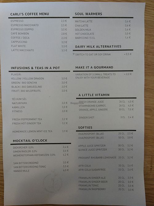 Menu Part 1 (Date: 26.09.2020) at Carli's Coffee in Echternach