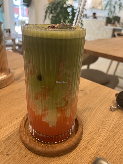 iced strawberry matcha latte  at Seasalt Café in Bruchsal