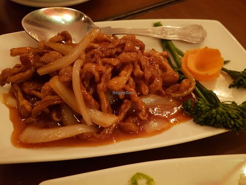 Shredded Vegan Chicken in Thai style Chilli Sauce at The Orchid Vegan Restaurant in York