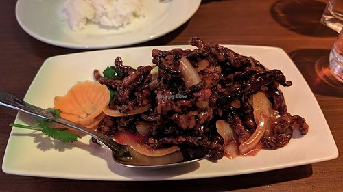 Crispy Beef in OK Sauce at The Orchid Vegan Restaurant in York