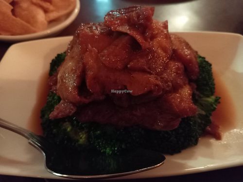 Cantonese Style Vegan Pork Char Sui at The Orchid Vegan Restaurant in York